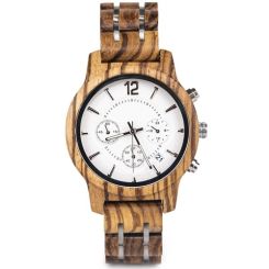 COI Titanium Koa Wood Chronograph Watch With Steel Clasp(Length: 8.07 inches)-01793BB