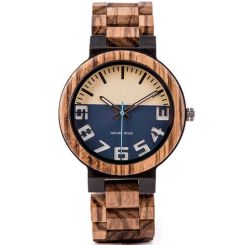 COI Black Titanium Koa Wood Watch With Steel Clasp(Length: 8.07 inches)-01800BB