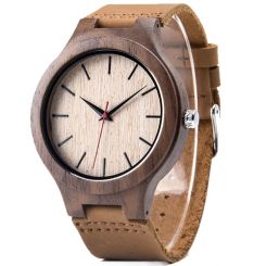 COI Titanium Koa Wood Genuine Leather Watch With Steel Clasp(Length: 8.66 inches)-01817BB