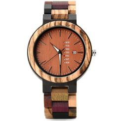 COI Titanium Koa Wood Watch With Steel Clasp(Length: 8.50 inches)-01821BB