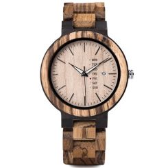 COI Titanium Koa Wood Watch With Steel Clasp(Length: 8.27 inches)-01827BB
