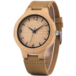 COI Titanium Koa Wood Genuine Leather Watch With Steel Clasp(Length: 8.27 inches)-01831BB