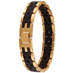COI Gold Tone Titanium Koa Wood Bracelet With Steel Clasp(Length: 8.66 inches)-01836BB