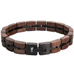 COI Black Titanium Koa Wood Bracelet With Steel Clasp(Length: 8.66 inches)-01837BB