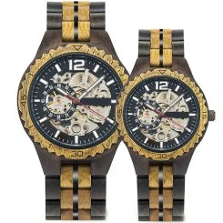 COI Black Titanium Koa Wood Watch With Steel Clasp(Length: 8.07 inches)-01847BB