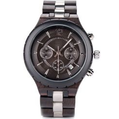 COI Titanium Koa Wood Chronograph Watch With Steel Clasp(Length: 8.07 inches)-01850BB