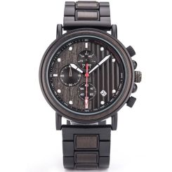 COI Black Titanium Koa Wood Chronograph Watch With Steel Clasp(Length: 8.07 inches)-01851BB