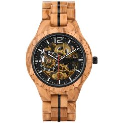 COI Black Titanium Koa Wood Watch With Steel Clasp(Length: 8.07 inches)-01859BB