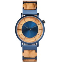 COI Blue Titanium Koa Wood Watch With Steel Clasp(Length: 8.07 inches)-01860BB