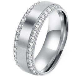 ***COI Titanium Gold Tone/Silver Ring With Cubic Zirconia-01864BB