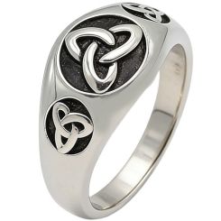 ***COI Titanium Black Silver Trinity Knots Ring-01868BB