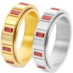 ***COI Titanium Gold Tone/Silver Ring With Created Blue Sapphire/Created Red Ruby/White Diamond/Purple Amethyst-01870BB