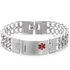 ***COI Titanium Medical Alert Bracelet With Steel Clasp(Length: 8.27 inches)-01871BB