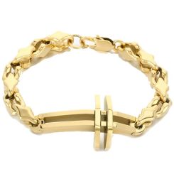 ***COI Titanium Black/Gold Tone/Silver Cross Bracelet With Steel Clasp(Length: 8.66 inches)-01898BB