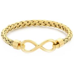 ***COI Titanium Gold Tone/Silver Infinity Bracelet With Steel Clasp(Length: 7.48 inches)-01943BB