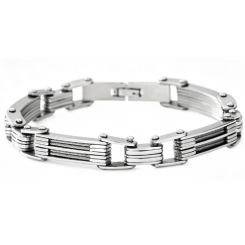 ***COI Titanium Silver/Gold Tone Silver Wire Bracelet With Steel Clasp(Length: 8.85 inches)-01995BB