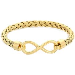 ***COI Titanium Gold Tone/Silver Infinity Bracelet With Steel Clasp(Length: 7.48 inches)-02016BB