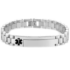 ***COI Titanium Black/Silver/Gold Tone Medical Alert Bracelet With Steel Clasp(Length: 8.85 inches)-02023BB