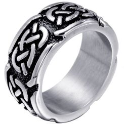 ****COI Titanium Black Gold Tone/Silver Celtic Ring-02026BB
