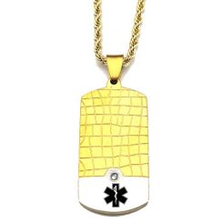 ****COI Titanium Black Silver/Gold Tone Silver Medical Alert Pendant With Cubic Zirconia-02089BB