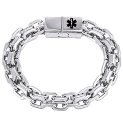 ****COI Titanium Black/Silver Medical Alert Bracelet With Steel Clasp(Length: 8.27 inches)-02091BB