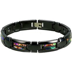 ****COI Black Titanium Abalone Shell Bracelet With Steel Clasp(Length: 8.27 inches)-02107BB