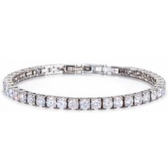****COI Titanium Gold Tone/Silver Cubic Zirconia Tennis Bracelet With Steel Clasp(Length: 8.27 inches)-02108BB