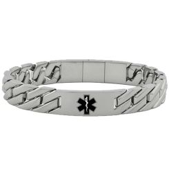 ****COI Titanium Black/Gold Tone/Silver Medical Alert Bracelet With Steel Clasp(Length: 8.27 inches)-02119BB