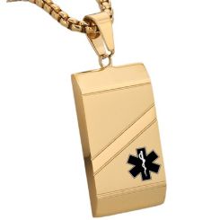 ****COI Titanium Black/Gold Tone/Silver Medical Alert Pendant-02124BB