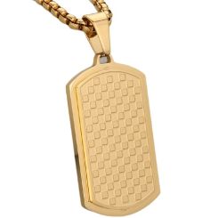 ****COI Titanium Black/Gold Tone/Silver Checkered Flag Pendant-02127BB