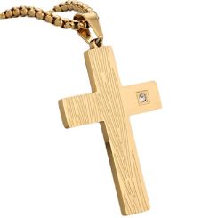 ****COI Titanium Black/Gold Tone/Silver Cross Pendant With Cubic Zirconia-02130BB