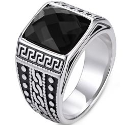 ****COI Titanium Black silver Celtic Ring With Black Onyx/Created Blue Sapphire/Red Ruby-02135BB