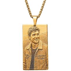 ****COI Titanium Gold Tone/Silver Pendant With Custom Photo Engraving-02140BB