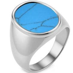 ****COI Titanium Gold Tone/Silver Ring With Turquoise/Tiger Eye-02146BB