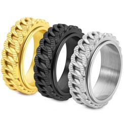 ****COI Titanium Black/Gold Tone/Silver Keychain Ring-02164BB