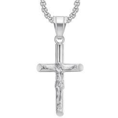 ****COI Titanium Gold Tone/Silver Jesus Cross Pendant-02166BB
