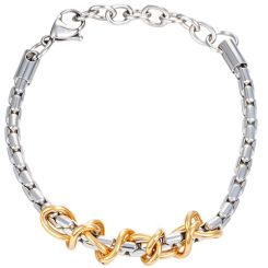 ****COI Titanium Gold Tone Silver Bracelet With Steel Clasp(Length: 8.27 inches)-02212BB