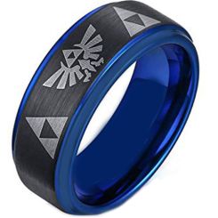 COI Titanium Black Blue Legend Zelda Step Edges Ring-297
