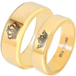 *COI Titanium King Queen Crown Beveled Edges Ring-JT3343AA