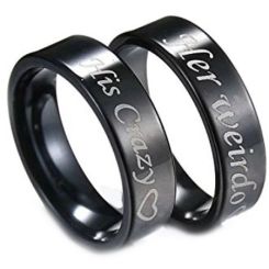 **COI Black Titanium His Crazy Her Weirdo Pipe Cut Ring-JT3548