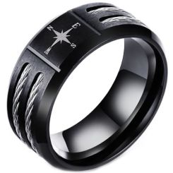 COI Black Titanium Ring With Wire-5570