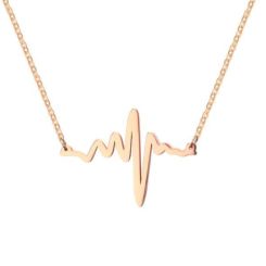 COI Rose Titanium Heartbeat Necklace(Length: 50cm)-5651