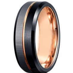 *COI Titanium Black Rose Center Grooves Beveled Edges Ring-6910AA