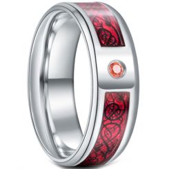 **COI Titanium Dragon Beveled Edges Ring With Created Pink Red Sapphire-6923AA