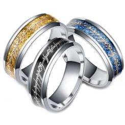 **COI Titanium Black/Gold Tone/Blue Silver Lord of Rings Ring Power Beveled Edges Ring-6966AA