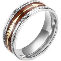 **COI Titanium Wood Ring With Arrows-6994AA