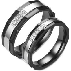 **COI Titanium Black Silver Ring With Cubic Zirconia-7021AA