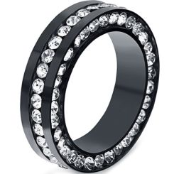 **COI Titanium Black/Gold Tone/Silver Ring With Cubic Zirconia-7037BB