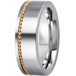 **COI Titanium Gold Tone Silver Pipe Cut Flat Ring With Wire-7055AA