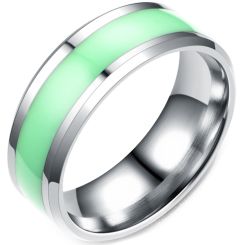**COI Titanium Beveled Edges Ring With Blue/Green/Purple/Rose Ceramic-7071AA